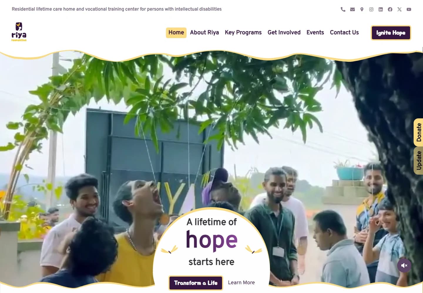 Riya Foundation website, desktop view