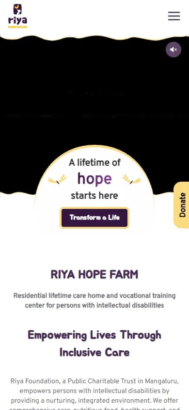 Riya Foundation mobile view